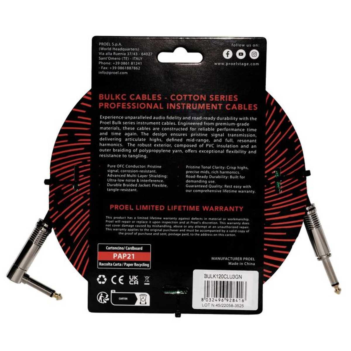 Proel cavo jack 6,3 dritto angolato
