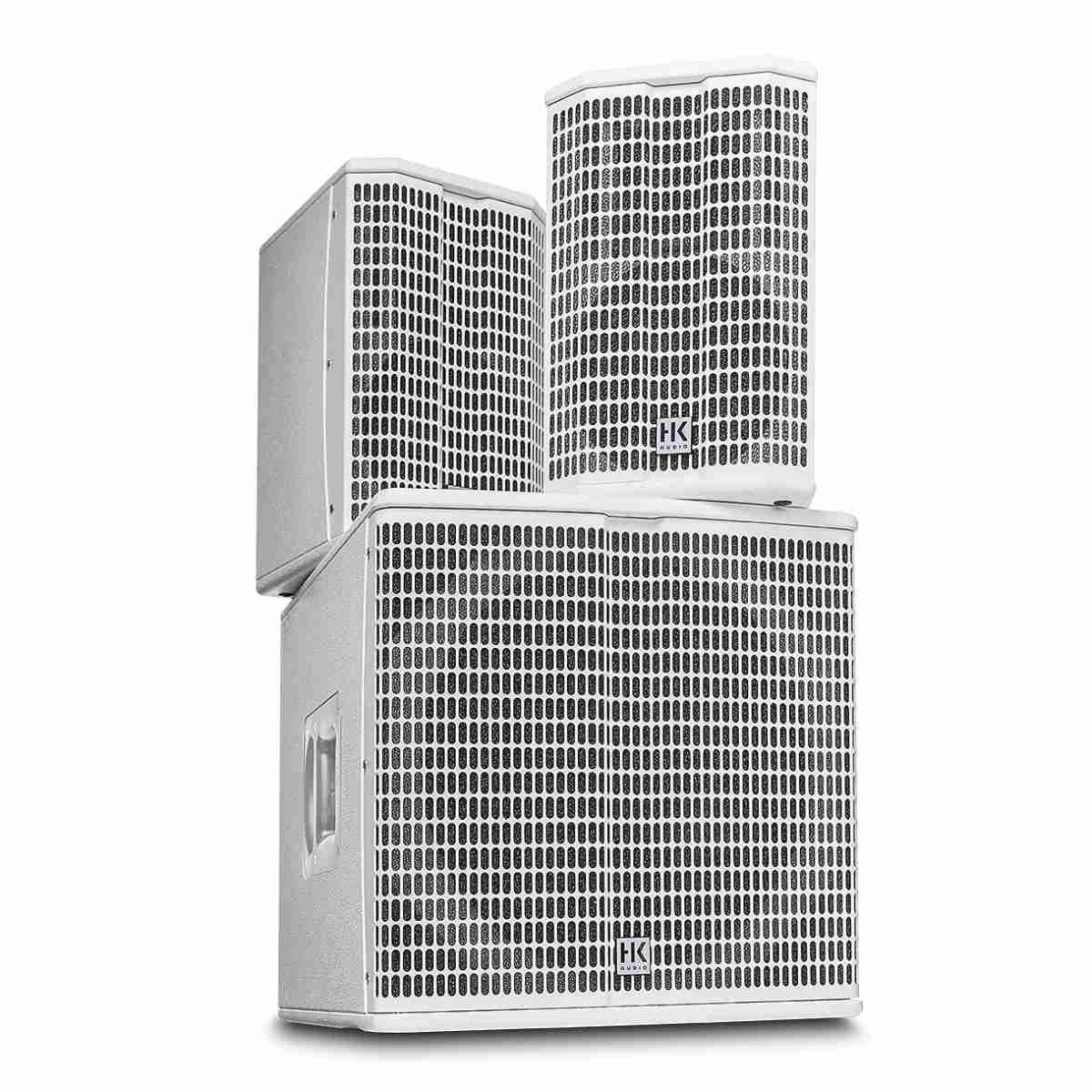 HK Audio lucas 2k15 white limited edsistema audio 2000w completo di custodia trolley