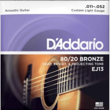 D'addario ej13 set corde acustica 11-52 bronze