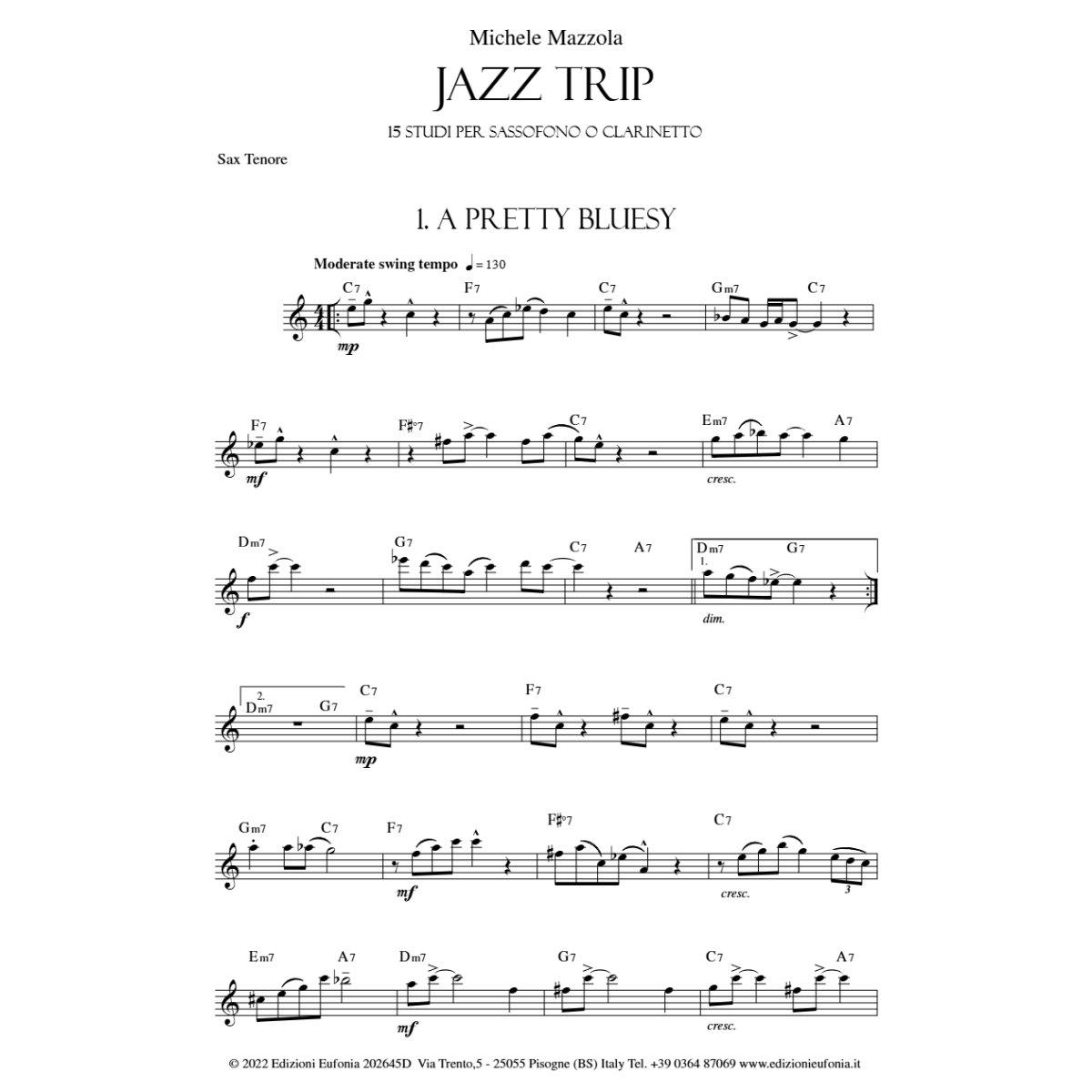 Jazz Tripp 15 Studi per sax alto/tenore (MÂ° Mazzola M.) con QR code per dowload basi