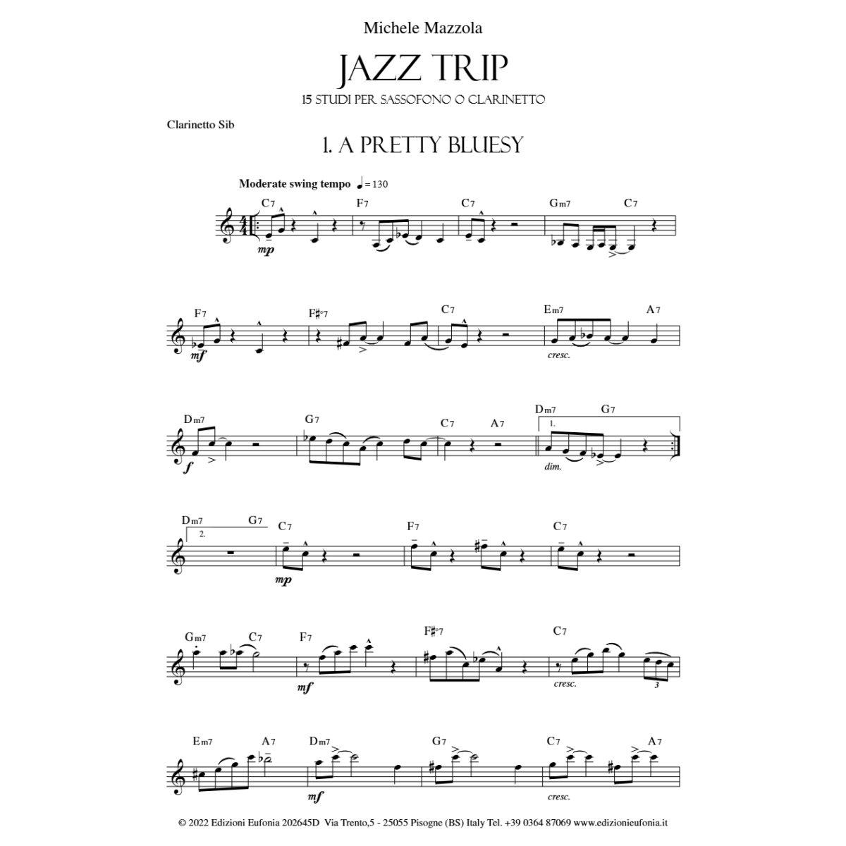 Jazz Tripp 15 Studi per Clarinetto (M Mazzola M.) con QR code per dowload basi