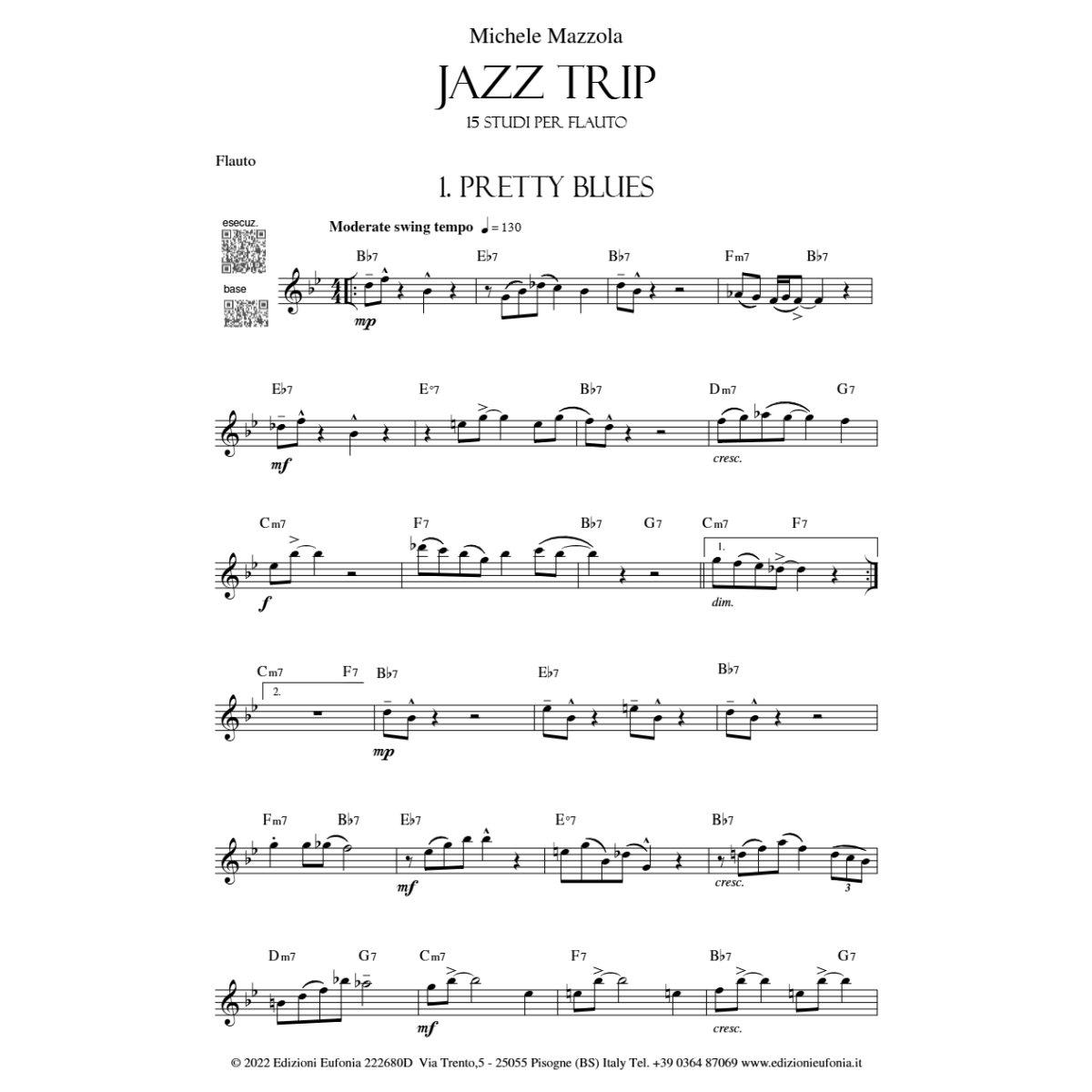 Jazz Tripp 15 Studi per Flauto (M Mazzola M.) con QR code per dowload basi