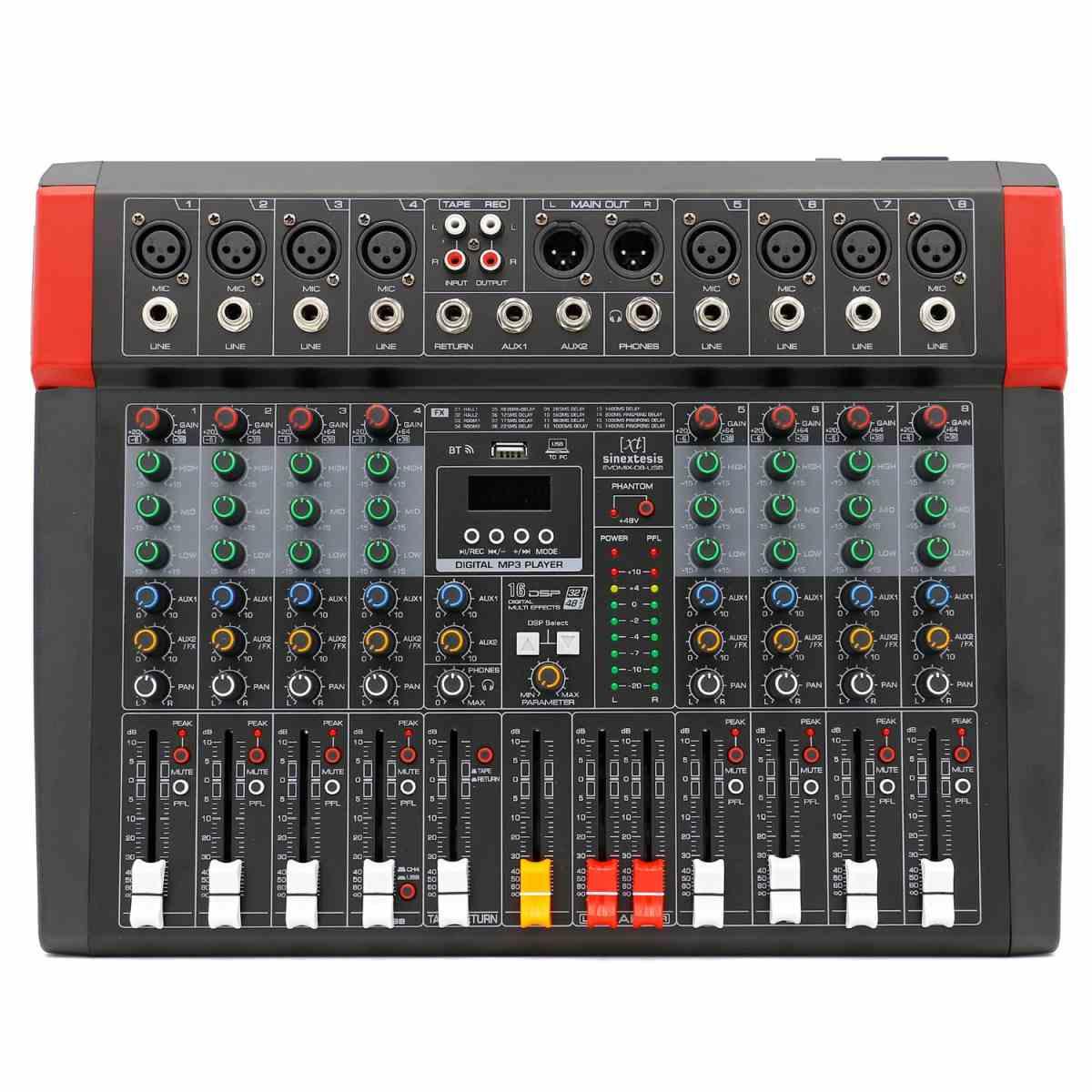 SINEXTESIS Mixer/Scheda Audio 8 canali, multieffetto DSP, interfaccia USB, lettore Mp3, Bluetooth