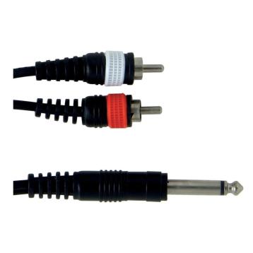 Gewa cavo adattatore a y x2 rca - jack 6,3 mono basic line 3 mt