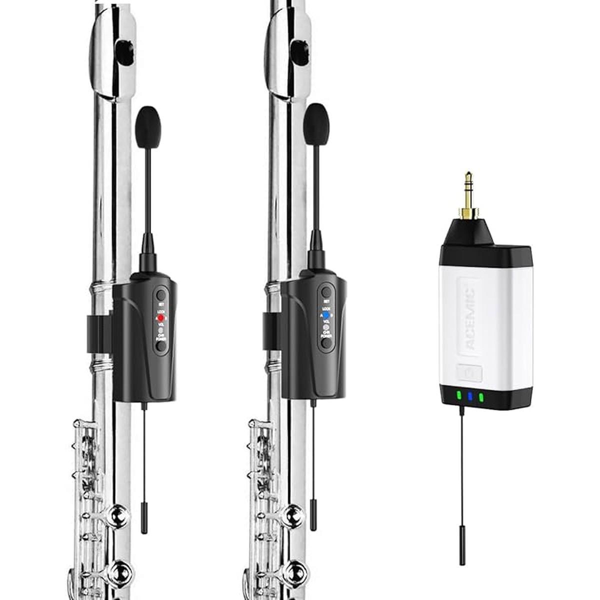 ACEMIC Q2/DT-5S Sistema microfonico wireless doppio per flauto